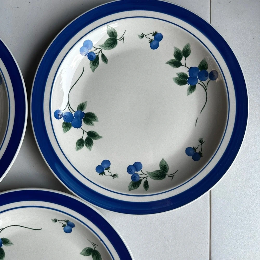 L.L.Bean Blueberry Dinner Plates Set of 3 Stoneware Cottage Gorpcore Grandmacore